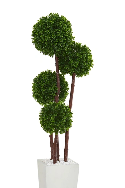 Nearly Natural Indoor/outdoor Uv Resistant 4' Boxwood Artificial Topiary Tree In Green