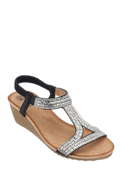 Gc Shoes Coretta Rhinestone Wedge Sandal In Black
