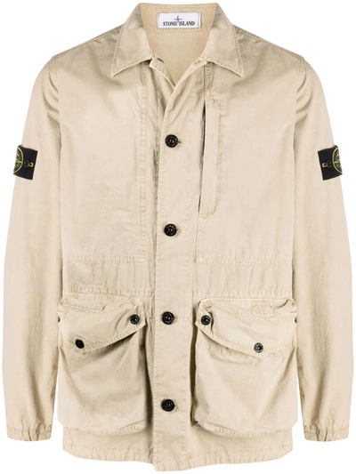 Stone Island Casual Jacket In Beige Cotton In Neutrals