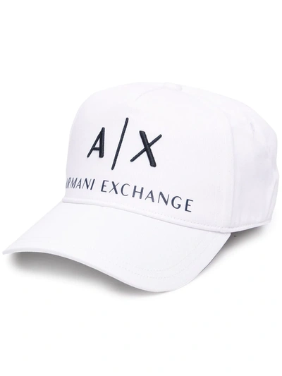 Armani Exchange Logo Embroidered Baseball Hat In White