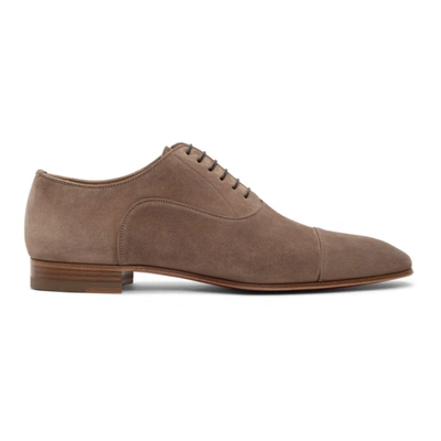 Christian Louboutin Taupe Suede Greggo Flat Oxfords In C689 Baobab