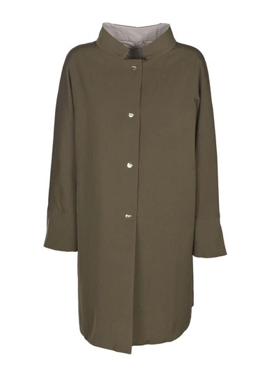 Herno Reversible Trench Coat In Green And Grey