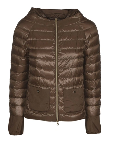 Herno Lightweight Quilted Puffer Jacket In Brown