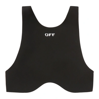 Off-white Black Ribbed Crop Top With Logo