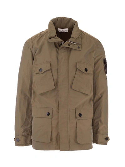 Stone Island Micro Reps Field Jacket In Olive Green