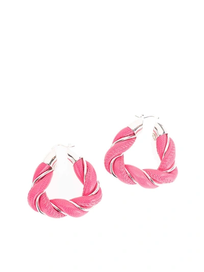 Bottega Veneta Braided Earrings In Bon Bon Color In Fuchsia