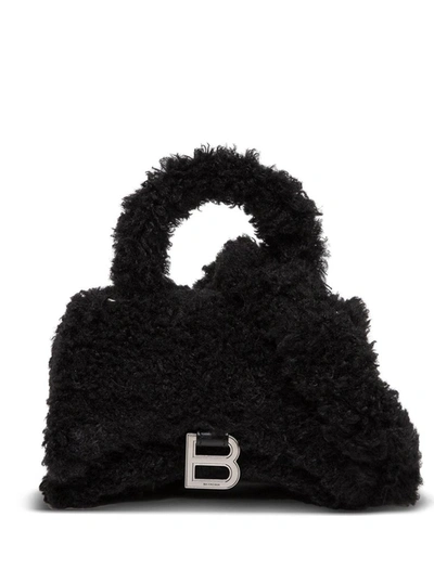 Balenciaga Fluffy Hourglass Black Handbag