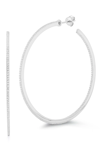 Sphera Milano Xl Cz Hoop Earrings In Silver