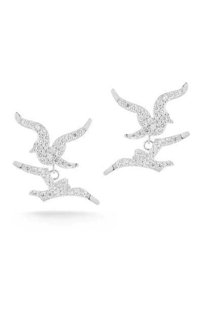 Sphera Milano Cz Bird Stud Earrings In Silver