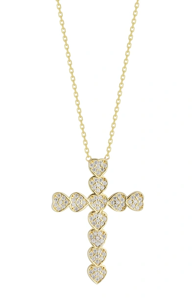 Sphera Milano Gold Vermeil Cz Heart Cross Necklace