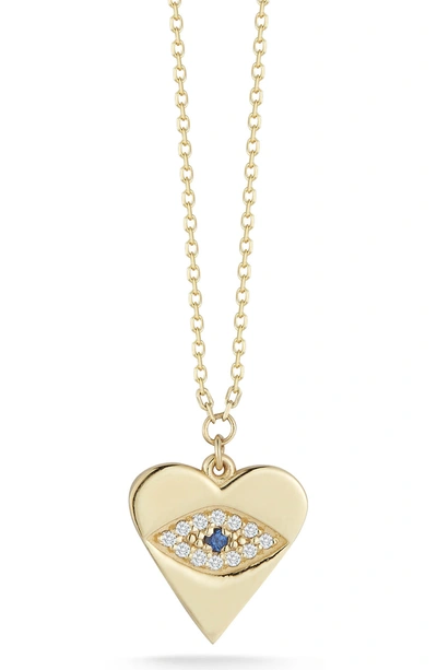 Sphera Milano 14k Gold Diamond & Sapphire Eye Heart Necklace In Yellow Gold