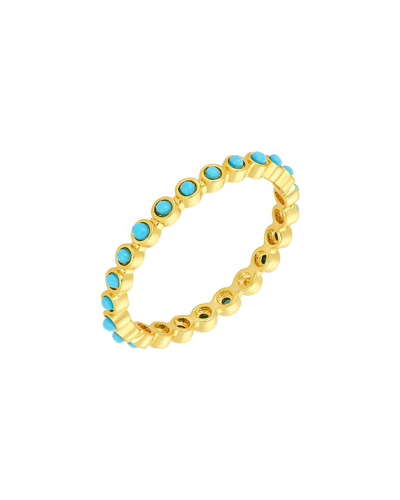 Adornia 2mm Bezeled Turquoisette Eternity Band Ring In Gold