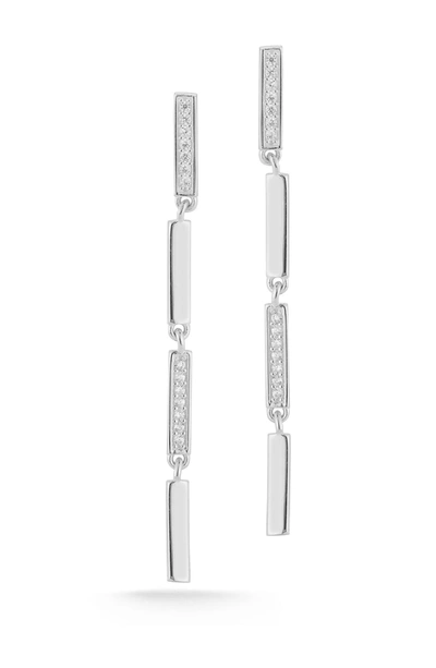 Sphera Milano Cz Linear Drop Earrings In Silver