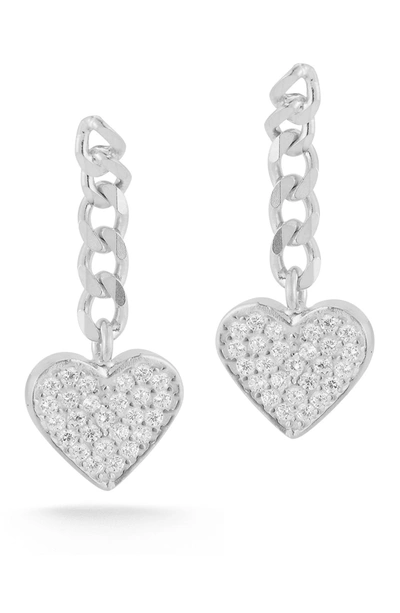 Sphera Milano Pave Cz Heart Drop Earrings In Silver