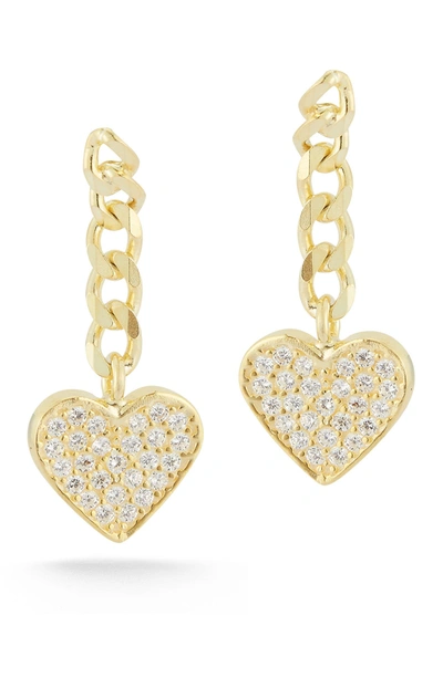 Sphera Milano Gold Vermeil Pave Cz Heart Drop Earrings