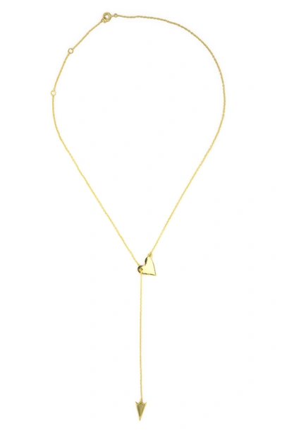 Adornia Heart & Arrow Lariat Necklace In Yellow Gold