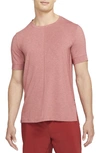 Nike Dri-fit Yoga T-shirt In Dark Cayenne/ Rust Pink/ Black