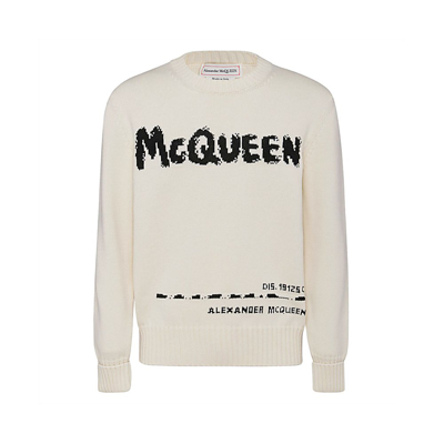 Alexander Mcqueen Graffiti 嵌花针织毛衣 In Neutral