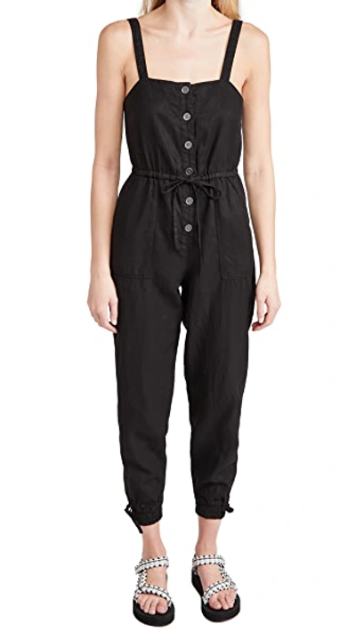 Alice And Olivia Tiana Lyocell, Linen And Cotton-blend Jumpsuit In Black