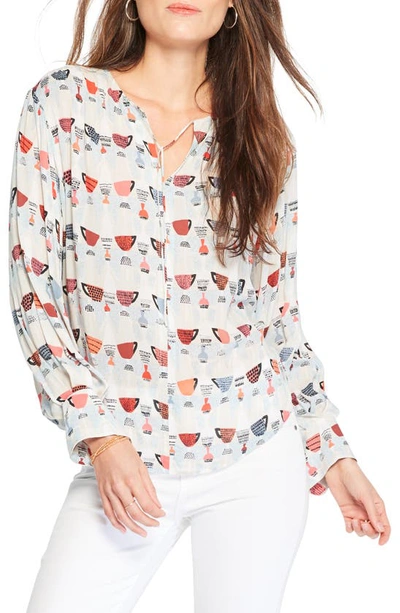 Nic + Zoe Relaxed-fit Coffee Cup Print Blouse