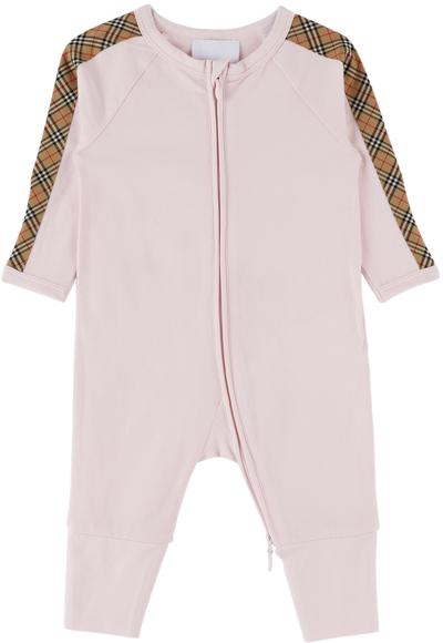 Burberry Babies' Vintage Check Trim Three-piece Gift Set In Pink