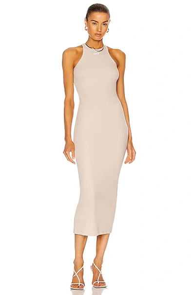 Off-white Ribbed Dress In Grey In Light Grey