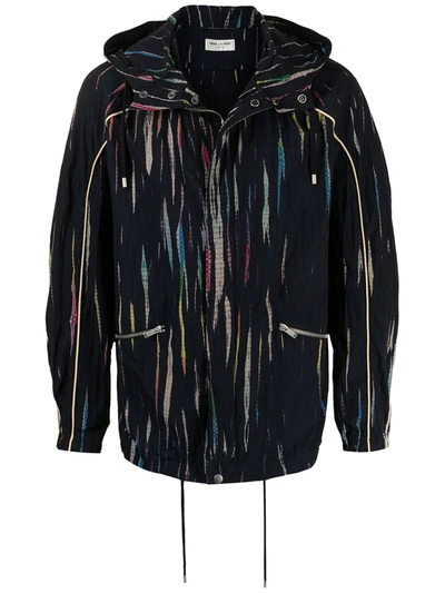 Saint Laurent Crinkle-effect Tie-dye Windbreaker Jacket In Black