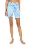 Zella High Waist Live In Spray Dye Bike Shorts In Blue Spray Dye