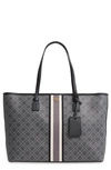 Tory Burch T Monogram Coated Canvas Tote In Black/gold