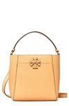 Tory Burch Mcgraw Small Leather Bucket Bag In Jackfruit