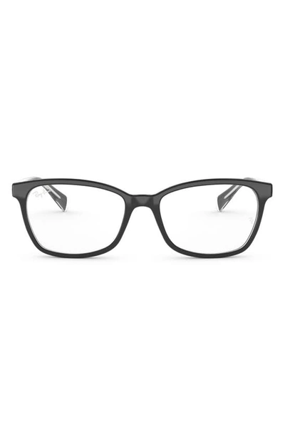 Ray Ban 52mm Square Optical Glasses In Top Black