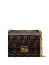 Fendi Kan I Brown Ladies Shoulder Bag In All-over Ff Leather In Brown,gold Tone