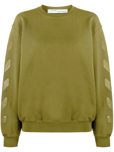 Off-white Women's Owba046r20f301254343 Green Cotton Sweatshirt