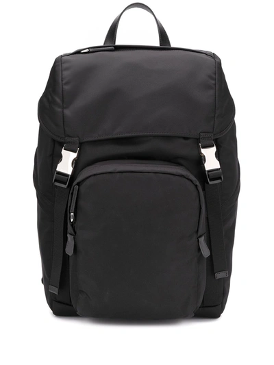 Prada Front-pocket Nylon Backpack In Black