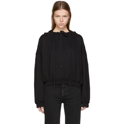 Balenciaga Off-the-shoulder Hoodie Sweatshirt In Noir