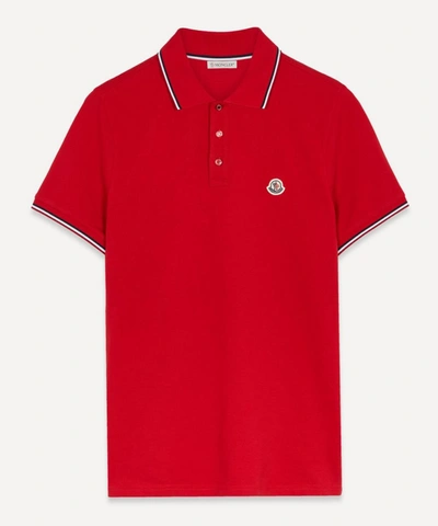 Moncler Striped-trim Polo Shirt In Red