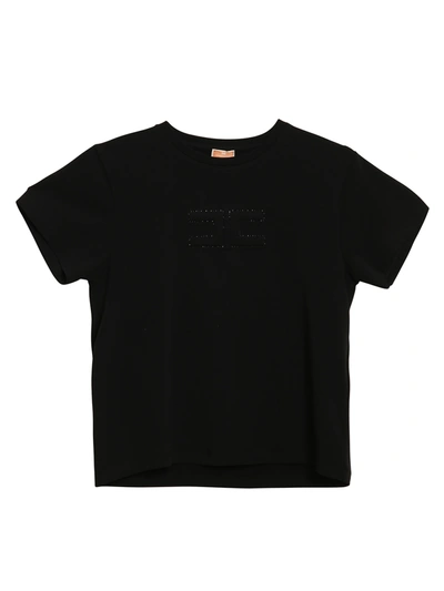 Elisabetta Franchi Kids' Padded Logo T-shirt In Black
