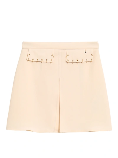 Elisabetta Franchi Kids' Crêpe Mini Skirt In Cream Color