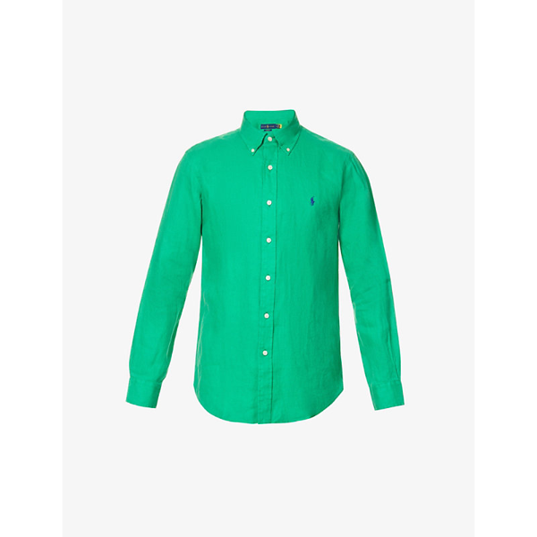Polo Ralph Lauren Mens Golf Green Logo-embroidered Slim-fit Linen Shirt M |  ModeSens