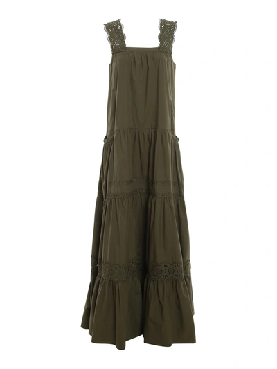 P.a.r.o.s.h Broderie Anglaise Cotton Dress In Green