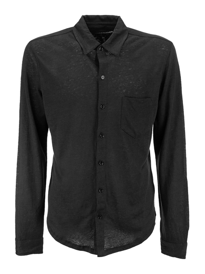 Majestic Linen Shirt With Long Sleeves In Black