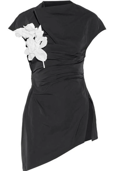 Rosie Assoulin Cutout Floral-appliquéd Taffeta Top