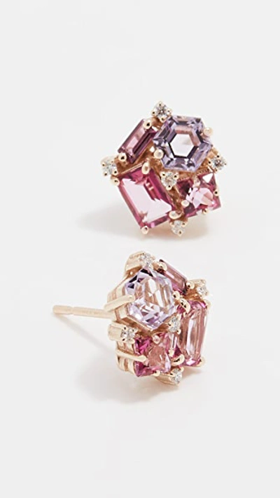 Kalan By Suzanne Kalan Cluster Earrings In Yellow Gold/pink Topaz