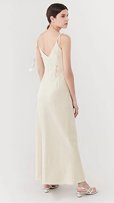 Dannijo Linen Tie Strap Dress In Beige Linen Blend