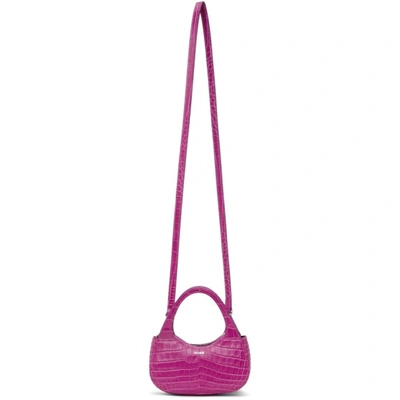 Coperni Micro Swipe Crocodile-effect Tote Bag In Pink