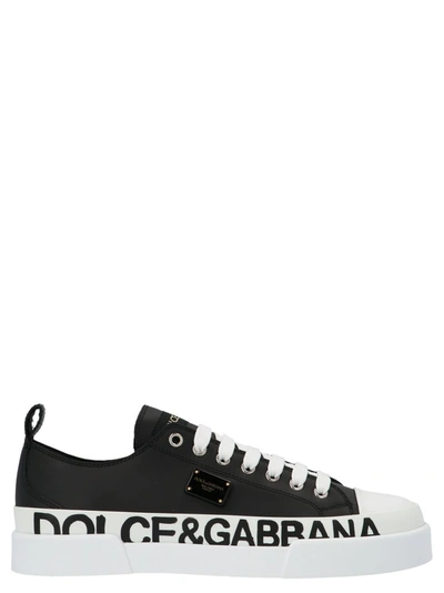 Dolce & Gabbana Logo Printed Sneakers In Black