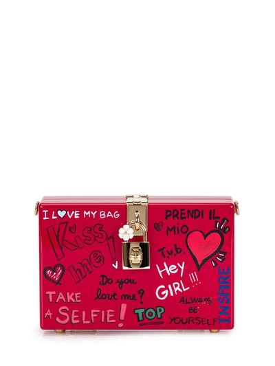 Dolce & Gabbana Mural Print Box Clutch Bag In Red