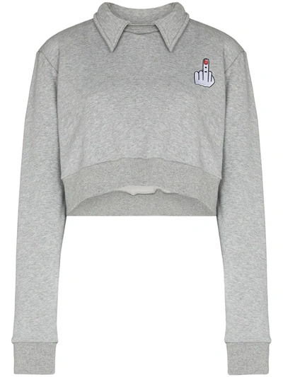 Natasha Zinko Wings Detail Cropped Sweatshirt In Grau