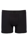 Versace First Line Long Stretch Cotton Trunks In Nero-nero