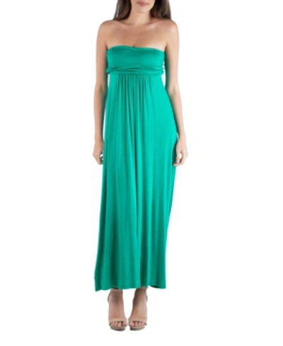 24seven Comfort Apparel Women's Strapless Empire Waist Maxi Dress In Green